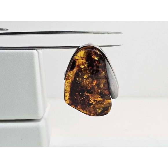 Unbranded Jewelry - Vintage Beautiful Large Amber Brooch/Pendant Set In Sterling Silver 13.8 Grams